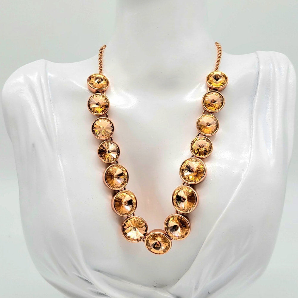 Kate Spade Rose Gold Star Cut Crystal Tennis Necklace, Comes with Dust Bag